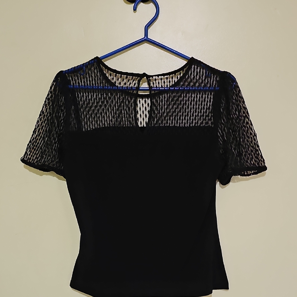 Ever New Black Fitted Cut Out Blouse